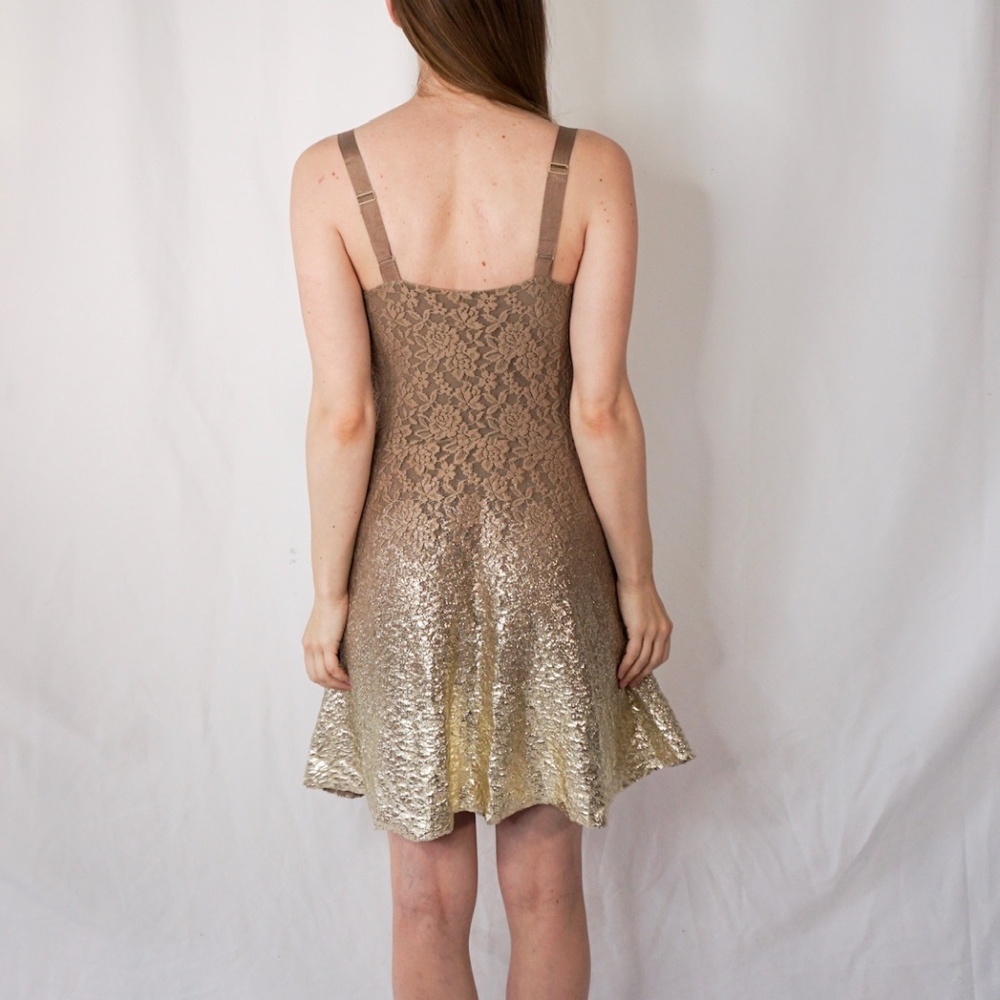 FREE PEOPLE Champagne Lace Shift Mini Dress NWT - Picture 4 of 8